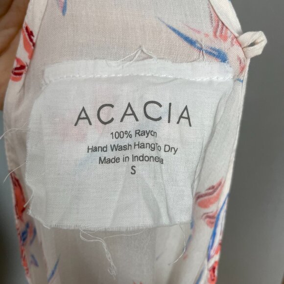 Acacia Dress Cover-Up Floral St. Tropez Birds of Paradise Size Small White Rayon - Picture 4 of 13